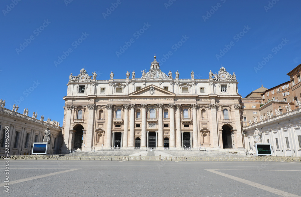 St. Peters Basilica in Vatican City without people during the ec
