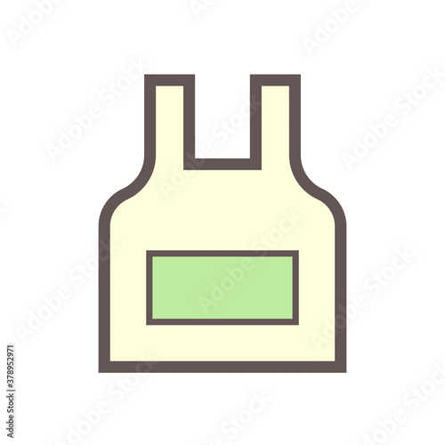 Apron or bib apron icon. That is uniform or garment cover front of body. For chef cooking in kitchen, restaurant. And hygienic reason to protection chef from danger i.e. acid and excessive heat.