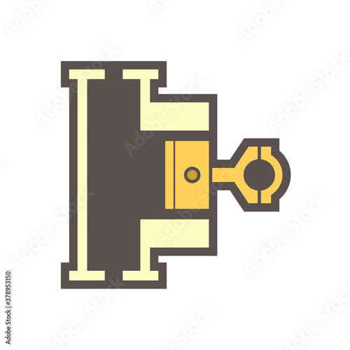 Rolling piston compressor icon. Also called swing compressor or rolling cylinder compressor. Consist of single rolling piston. For cooling in air conditioning HVAC system of automobile. 