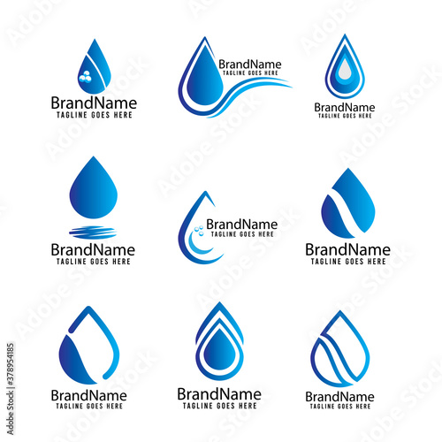 water drop blue logo icon vector template.
