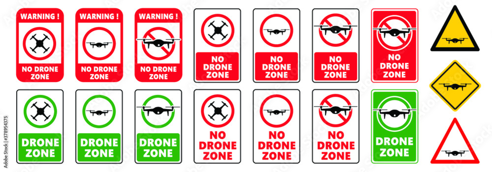 Stop no drone zone signs camera video drones sign Stop halt area icons Vector privacy symbol Forbid air flights with drone prohibited or quadcopter flights restrictive photo vector