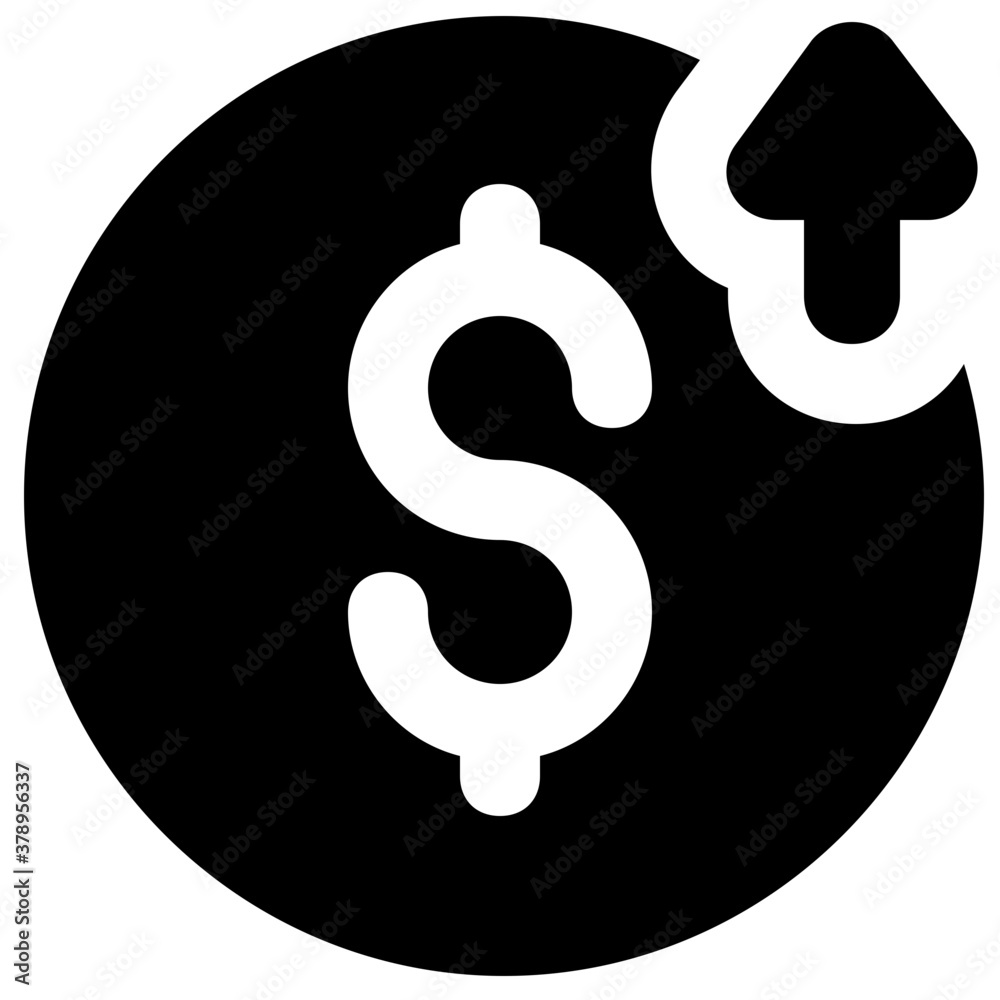 
A financial gain, profit icon in filled style 
