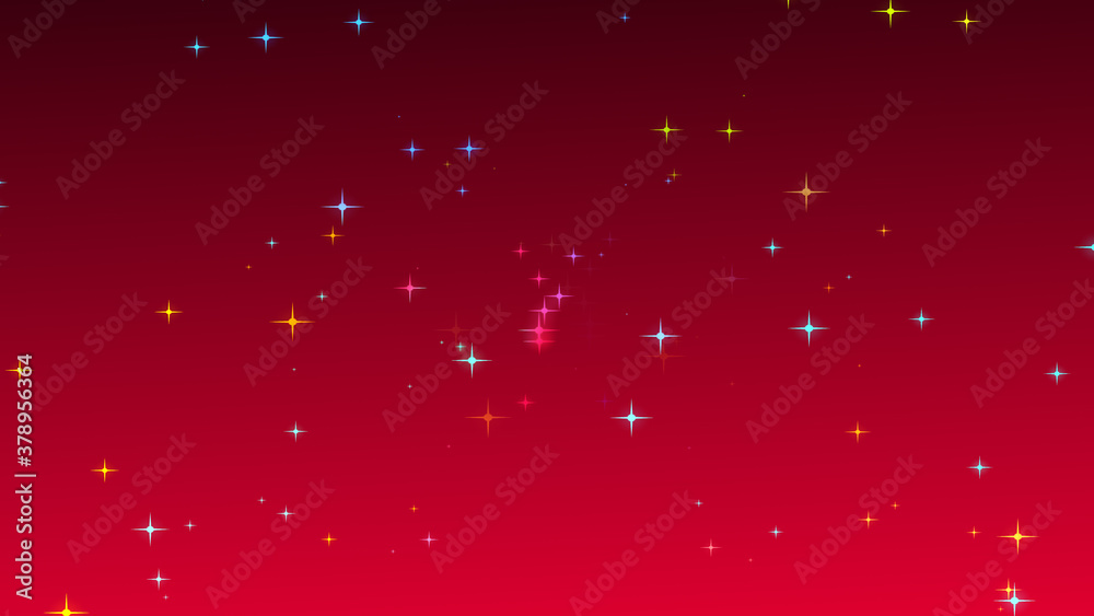Obraz premium Christmas colorful starry on red black gradient background.