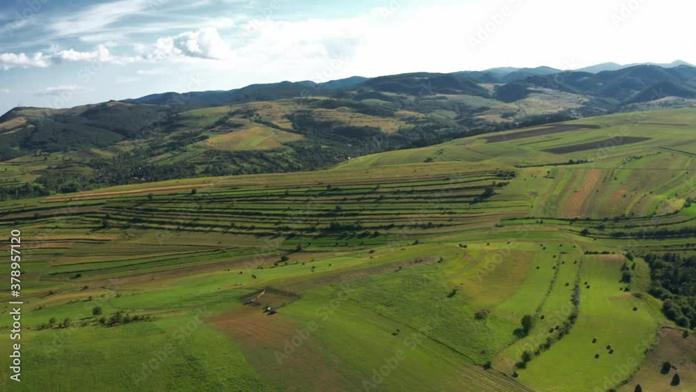Aerial, Romanian Farmland, Carpatians Aerial, Romanian Farmland, Carpatians