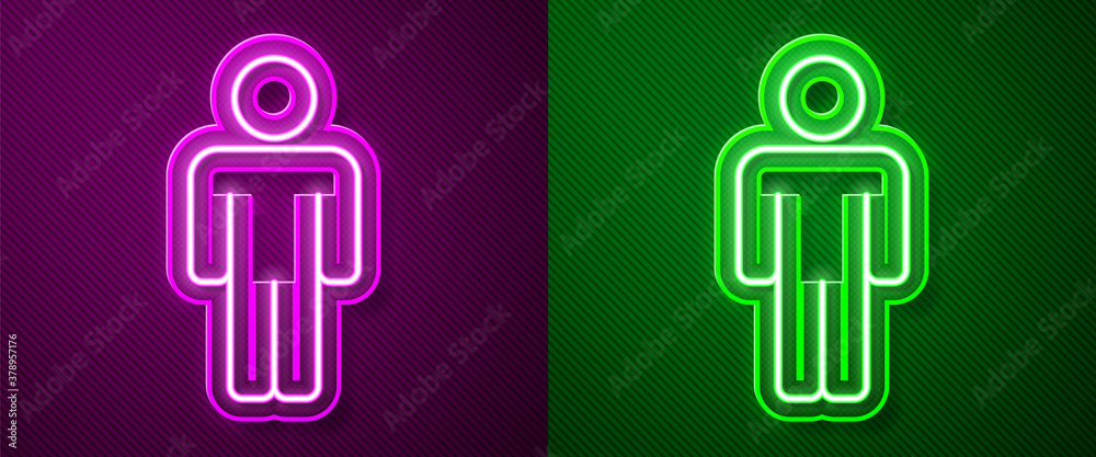 Glowing neon line User of man icon isolated on purple and green background. Business avatar symbol user profile icon. Male user sign. Vector. Glowing neon line User of man icon isolated on purple and green background. Business avatar symbol user profile icon. Male user sign. Vector.