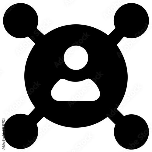 
Human avatar inside a network of nodes, commemorating personal connection icon in filled style 
