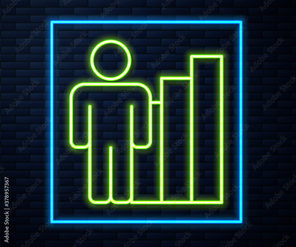 Glowing neon line Productive human icon isolated on brick wall background. Idea work, success, productivity, vision and efficiency concept. Vector. Glowing neon line Productive human icon isolated on brick wall background. Idea work, success, productivity, vision and efficiency concept. Vector.