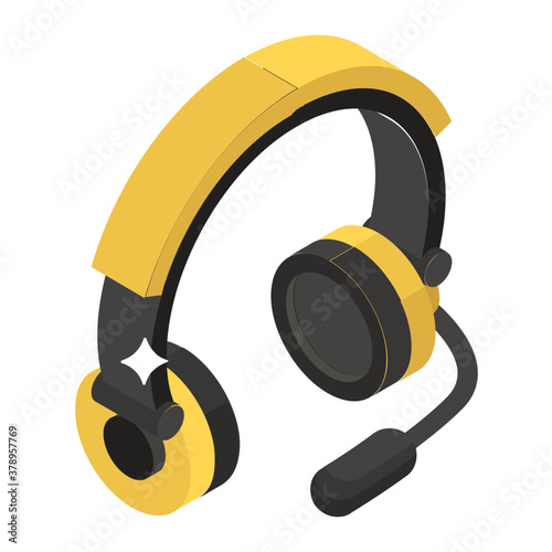 
A pair of earphones, isometric design of headphones icon
