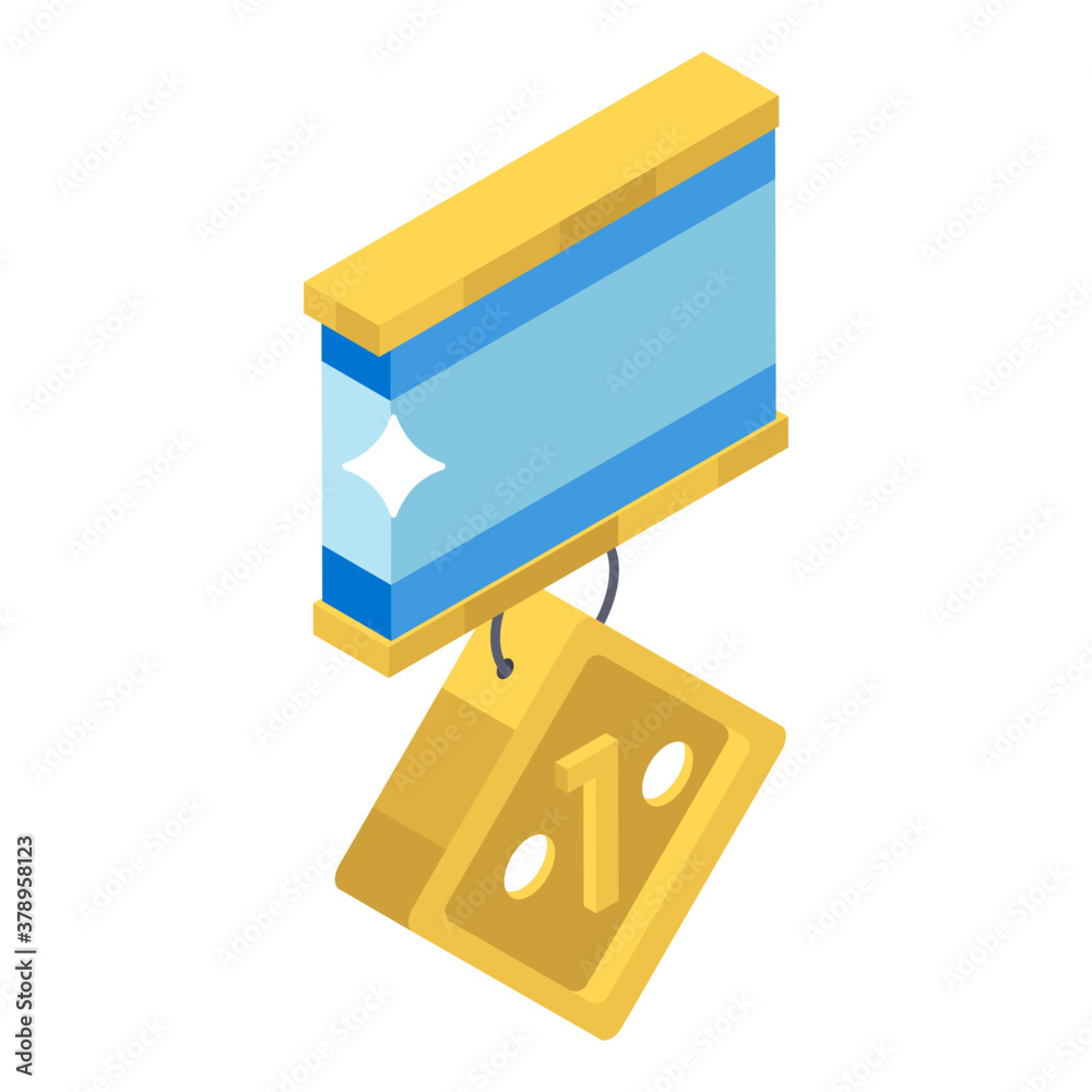 An achievement medal icon, isometric style of army medal vector
An achievement medal icon, isometric style of army medal vector