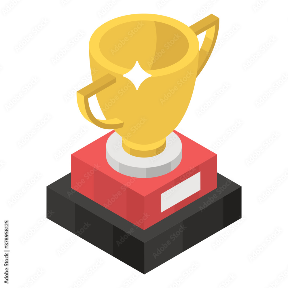 A cup awarded as a prize, trophy icon in isometric design
A cup awarded as a prize, trophy icon in isometric design