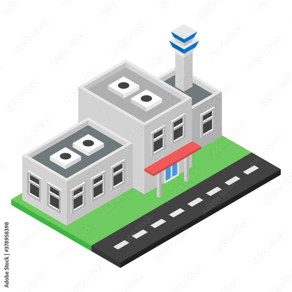 
Design of airport, air field in editable isometric style 
