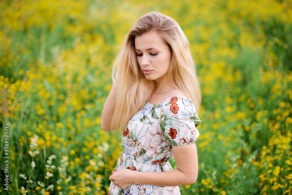 Beautiful girl in wildflowers Beautiful girl in wildflowers