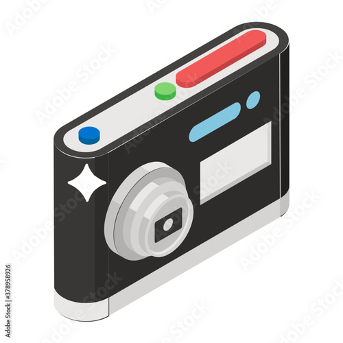 
Photography camera, photographic equipment icon in isometric style 
