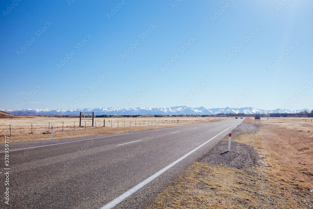 Lake Tekapo Road Landscape New Zealand Lake Tekapo Road Landscape New Zealand