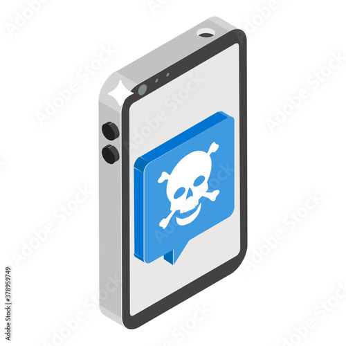 
Crossbones with skull showing insecure mobile concept icon
