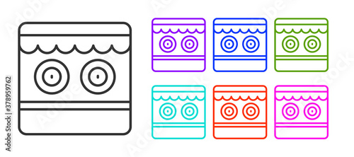 Black line Shooting gallery icon isolated on white background. Set icons colorful. Vector.