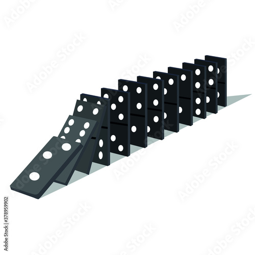 domino effect isolated on white