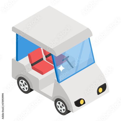 
Golf cart vector style, golf buggy in editable style 
