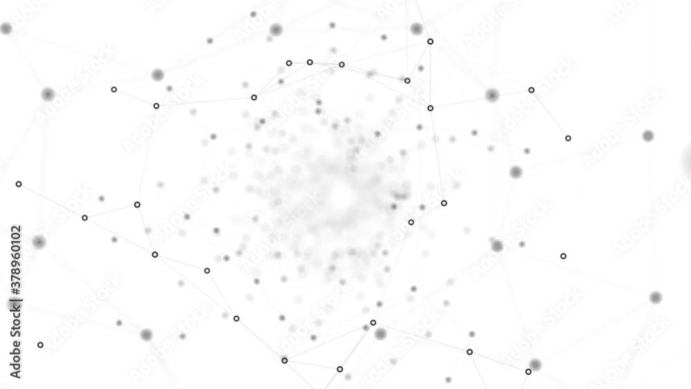 Network connected data tunnel animation on white background. 4K Video data conceptual animation	
