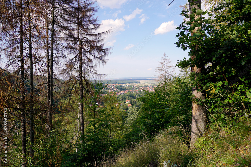 Blick von einem Aussichtspunkt auf Ilsenburg im Harz in Deutschland Blick von einem Aussichtspunkt auf Ilsenburg im Harz in Deutschland