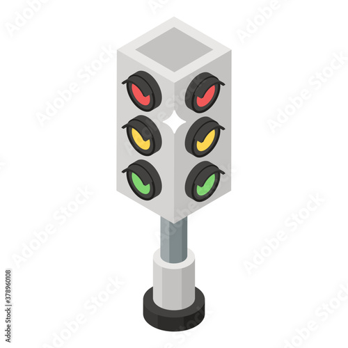 
Traffic signals vector, isometric icon in editable style 
