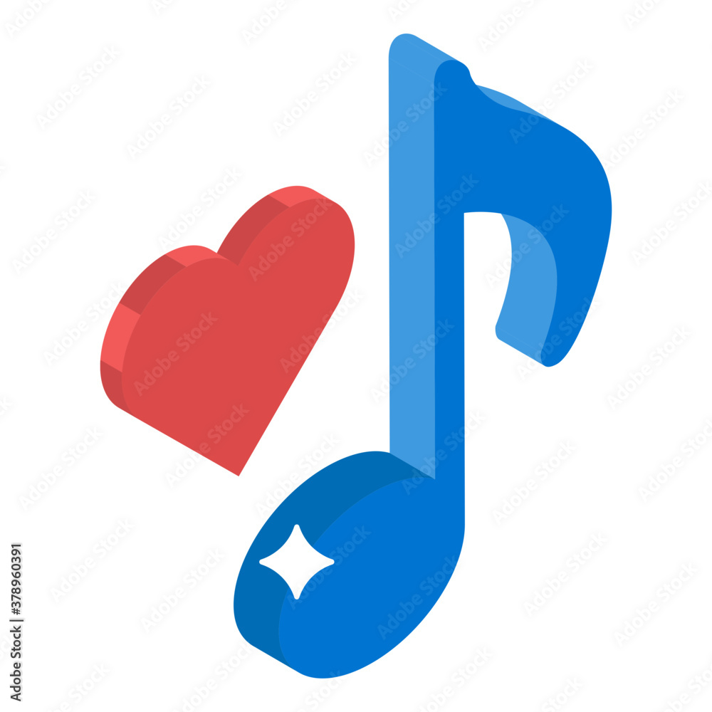 Heart with melody, romantic music in isometric icon
Heart with melody, romantic music in isometric icon