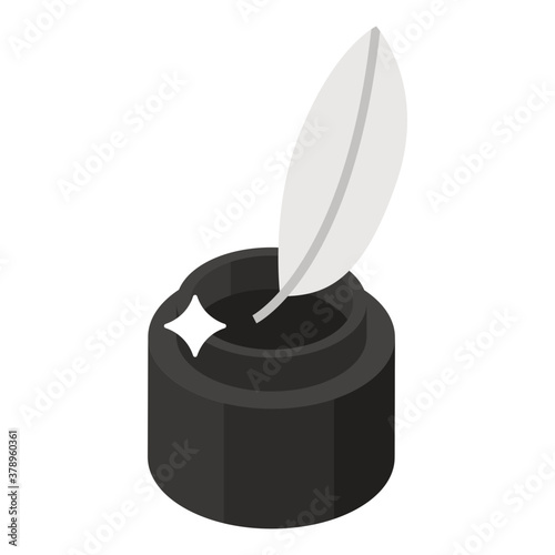 
A feather pen with ink pot, calligraphy concept icon 
