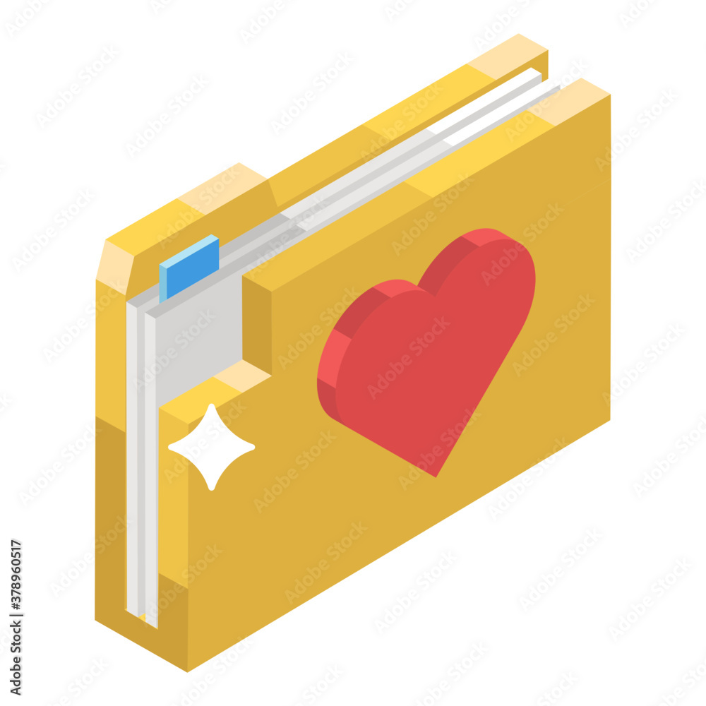 Isometric design of heart on folder showing love folder icon
Isometric design of heart on folder showing love folder icon