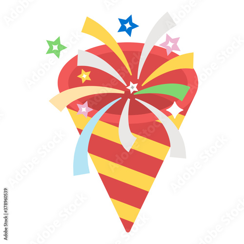 
Party popper icon, a pyrotechnic device in isometric style 
