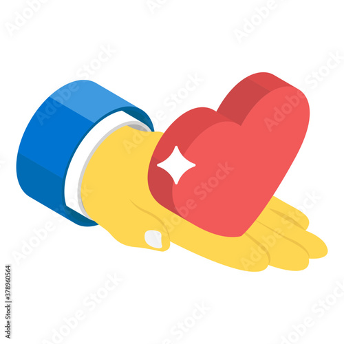 
Hand holding heart showing concept of love care icon
