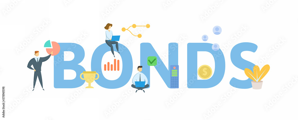 Bonds. Concept with keywords, people and icons. Flat vector illustration. Isolated on white. Bonds. Concept with keywords, people and icons. Flat vector illustration. Isolated on white.