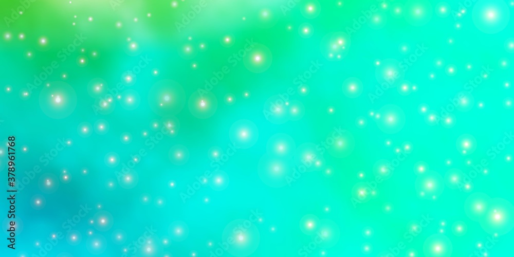Light Green vector background with small and big stars. Colorful illustration in abstract style with gradient stars. Best design for your ad, poster, banner.