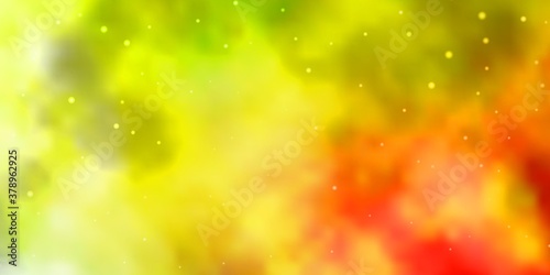 Light Green, Yellow vector pattern with abstract stars. Blur decorative design in simple style with stars. Theme for cell phones.