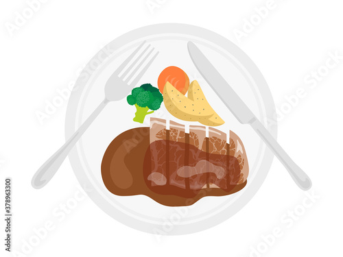 テーブルマナーの食事の途中のイラスト