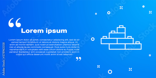 White line Toy building block bricks for children icon isolated on blue background. Vector.