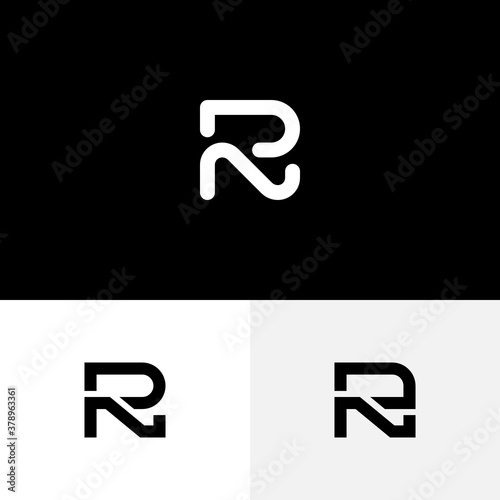 simple minimal monogram initial letter rn logo