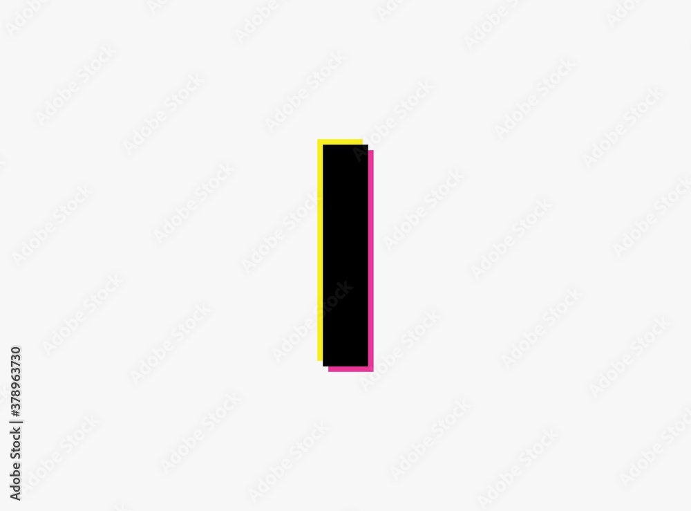 I Letter font, vector desing alphabet. Dynamic, split-color, shadow of number pink and yellow on white background. For logo, social media,design elements, creative poster, etc. I Letter font, vector desing alphabet. Dynamic, split-color, shadow of number pink and yellow on white background. For logo, social media,design elements, creative poster, etc.
