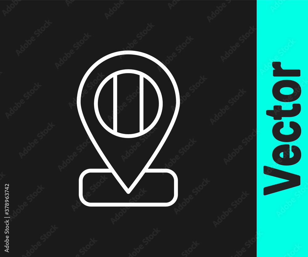 White line Location flag Italy icon isolated on black background. Vector. White line Location flag Italy icon isolated on black background. Vector.