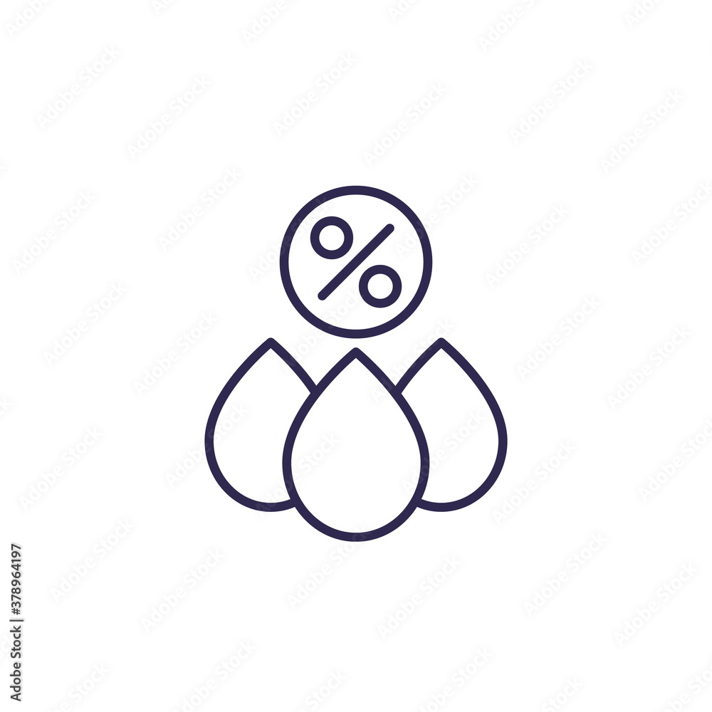 Humidity icon, drops and percent, line vector Humidity icon, drops and percent, line vector