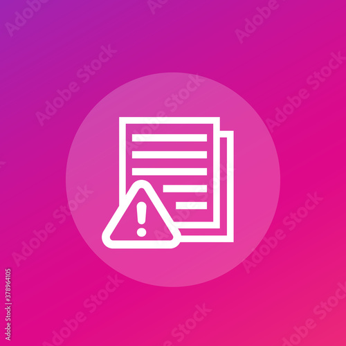 Error report, failed tests icon, vector