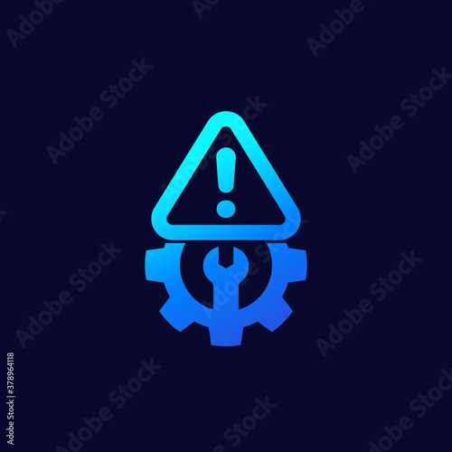 error warning vector icon with gear