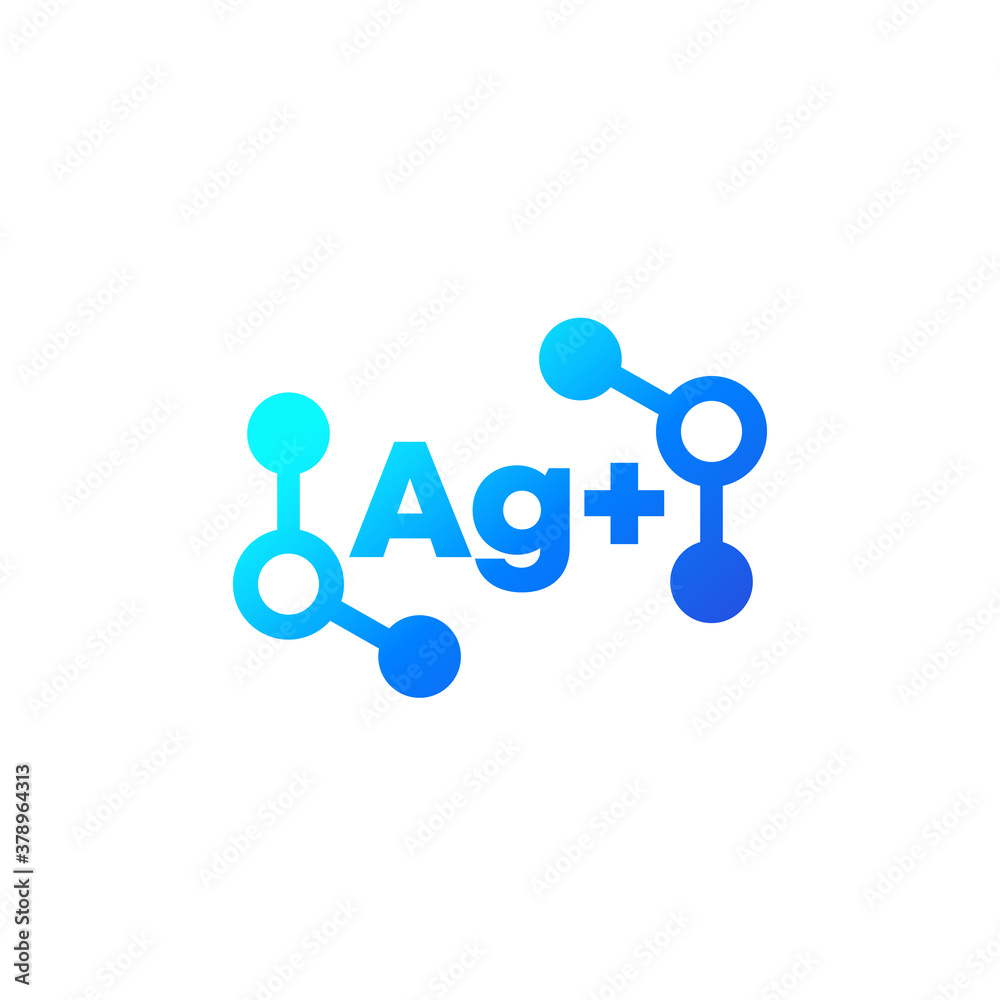 Silver ions icon on white, vector Silver ions icon on white, vector