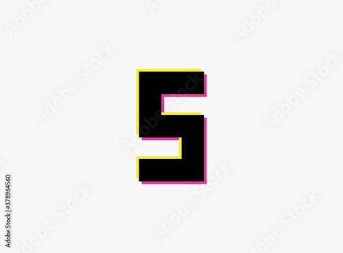 Free Download Number 5 vector desing logo. Dynamic, split-color, shadow of  number pink and yellow on white background. For social media,design elements, creative poster, anniversary celebration, greeting and web - GFXLoad