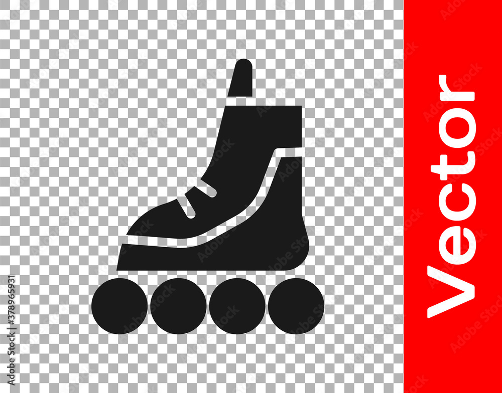 Black Roller skate icon isolated on transparent background. Vector Illustration. Black Roller skate icon isolated on transparent background. Vector Illustration.