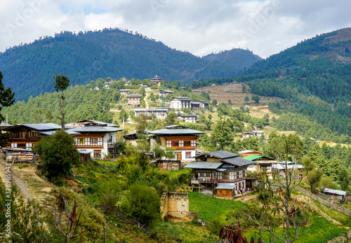 Bhutan, typical village at the countryside