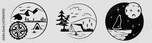 Black and white outdoor themed round circles.