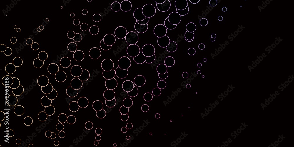 Dark Pink, Yellow vector texture with disks. Abstract decorative design in gradient style with bubbles. Design for your commercials.