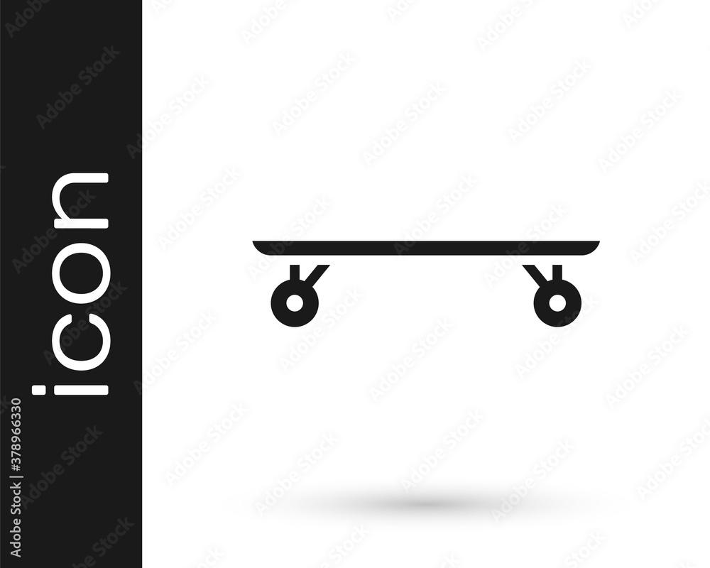 Grey Longboard or skateboard cruiser icon isolated on white background. Extreme sport. Sport equipment. Vector Illustration.
