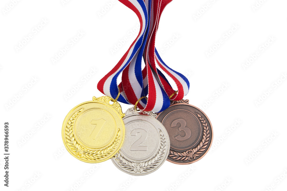 Gold, silver and bronze medal isolated on white background Stock Photo ...