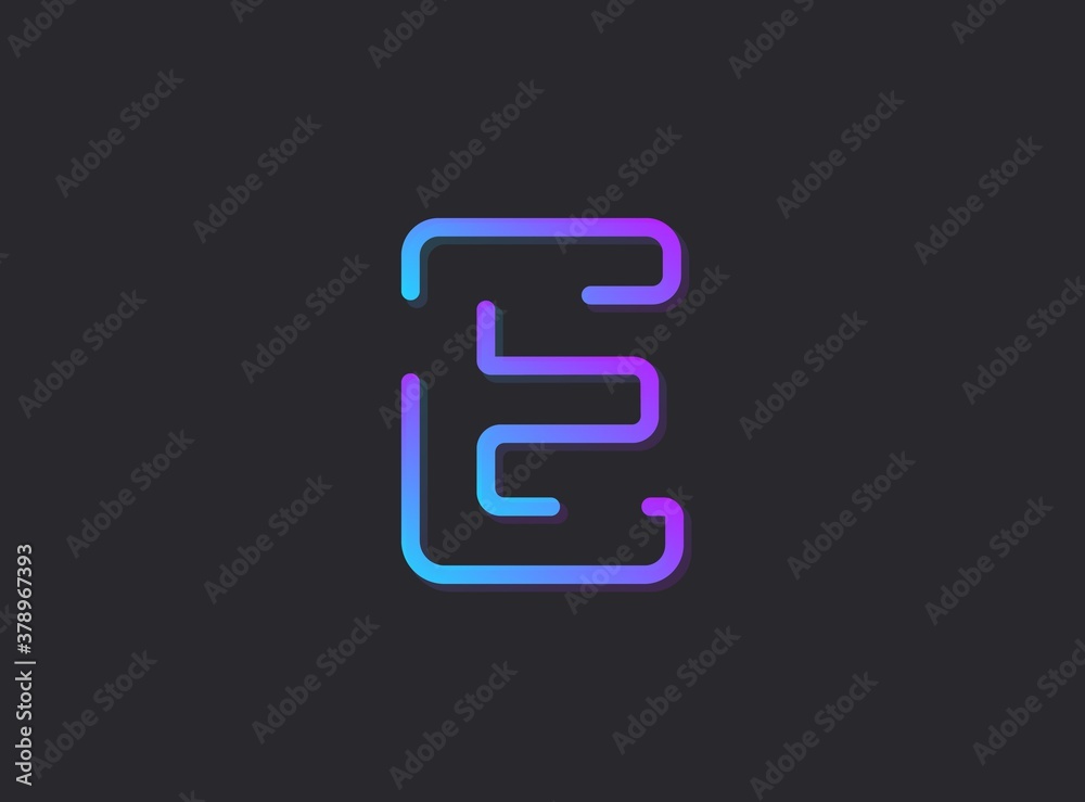 E, modern gradient letter. Trendy, dynamic creative style design. For logo, brand label, design elements, application and more. Isolated vector illustration E, modern gradient letter. Trendy, dynamic creative style design. For logo, brand label, design elements, application and more. Isolated vector illustration